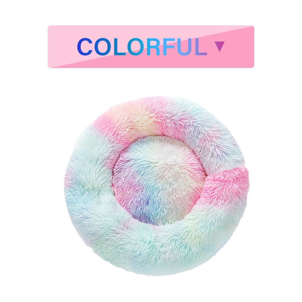 Fluffy Calming Donut Pet Bed for Cozy, Happy Sleep